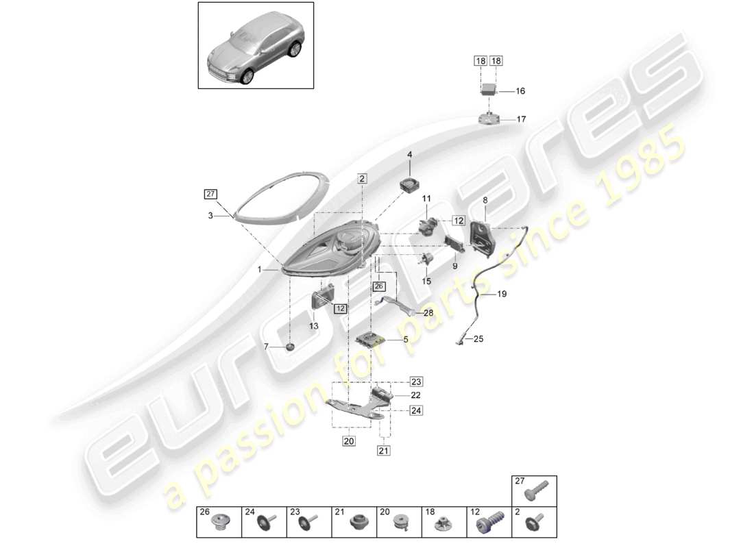 porsche 2021 (macan) led headlight pdls black pdls+ part diagram