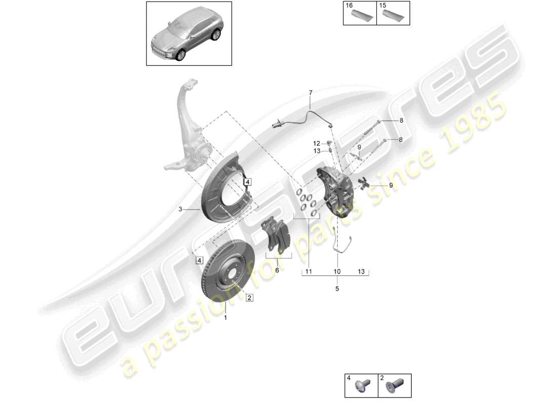 porsche 2021 (macan) disc brake front axle grey d >>- mj 2021 part diagram