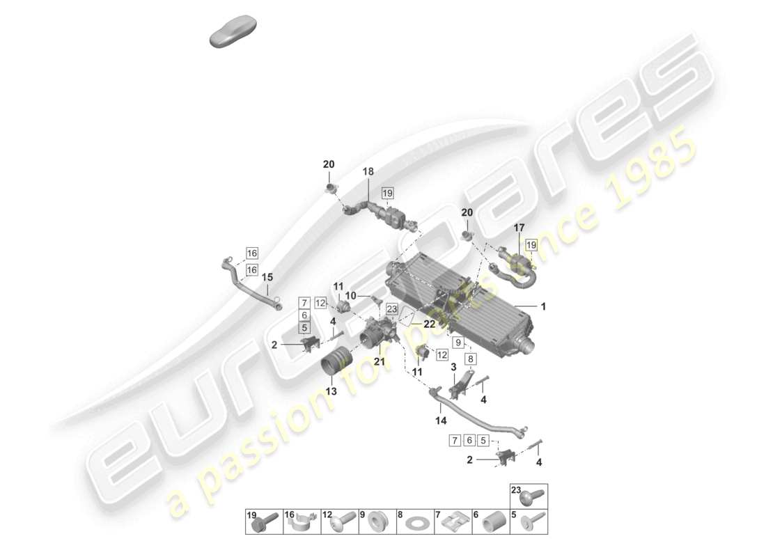 porsche 2021 (992-1) charge air cooler noise generator part diagram