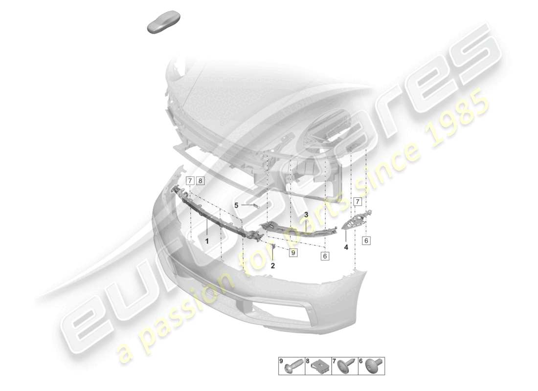 porsche 2021 (992-1) bumper front fasteners part diagram