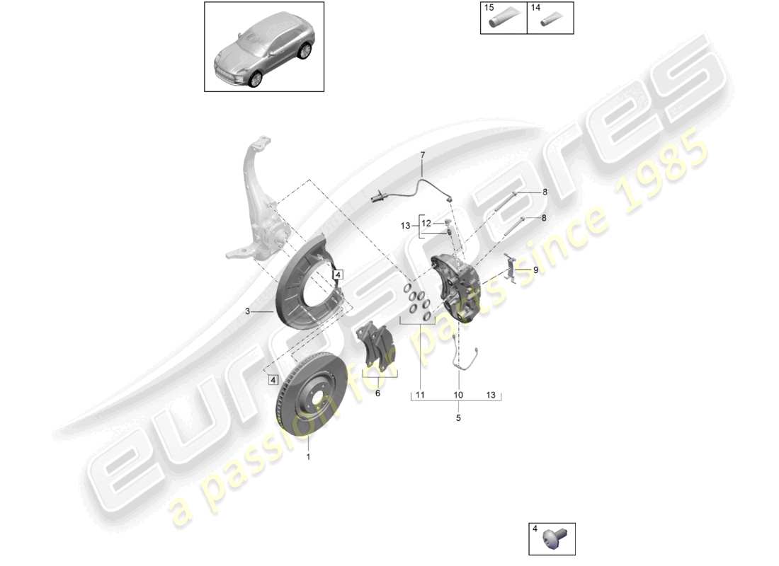 porsche 2021 (macan) disc brake front axle black d - mj 2022>> part diagram