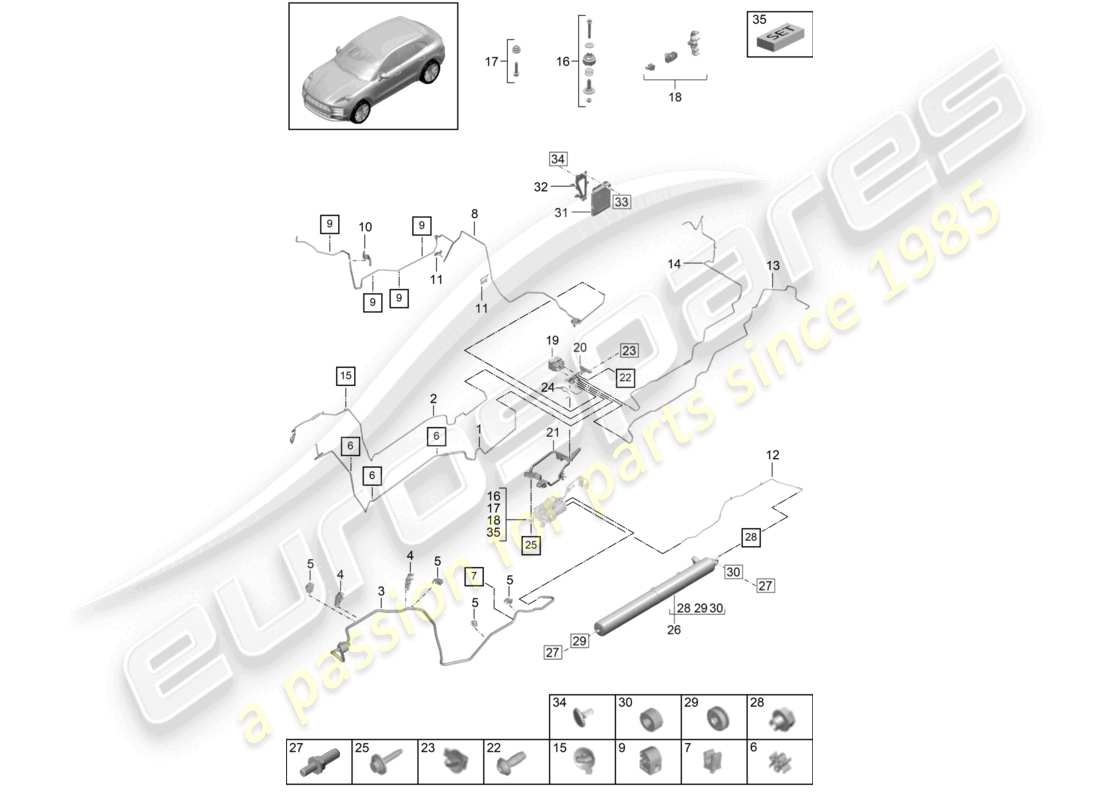 porsche 2021 (macan) adaptive suspension air supply part diagram