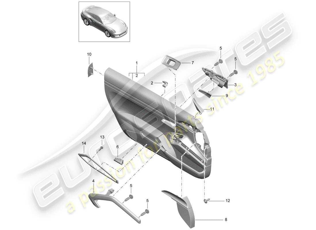 porsche 2018 (991-2 turbo) door panel part diagram
