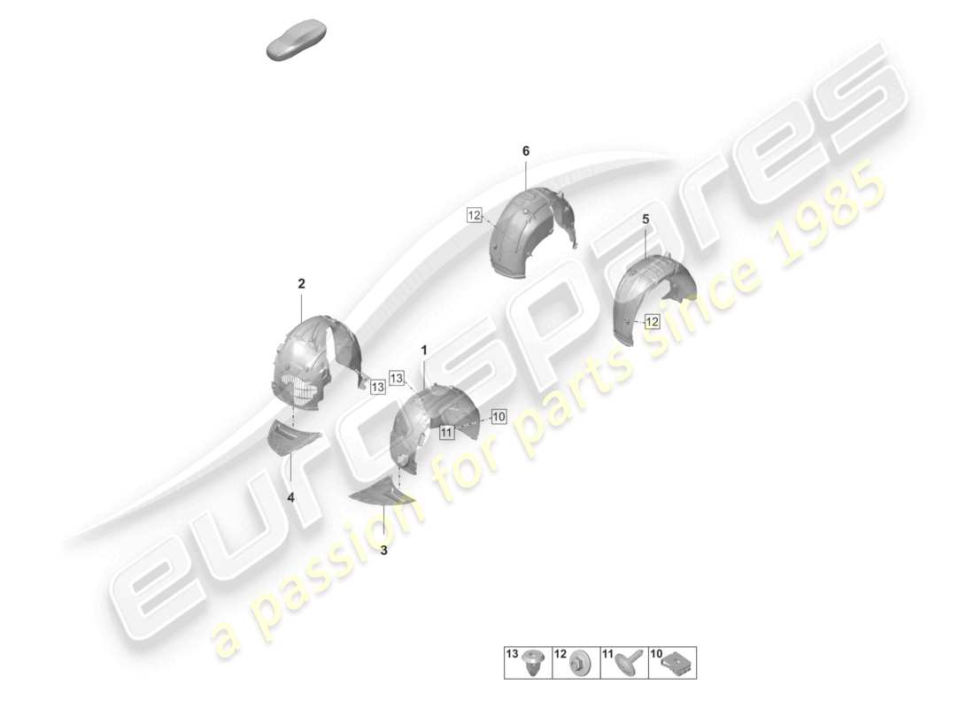 porsche 2020 (taycan 9j1-1) wheel housing liner part diagram