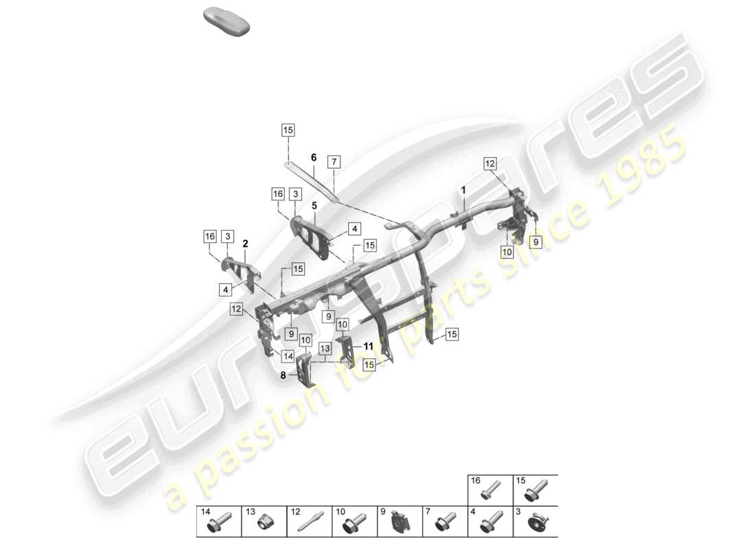 porsche 2025 (macan-e) retaining frame dashboard parts diagram