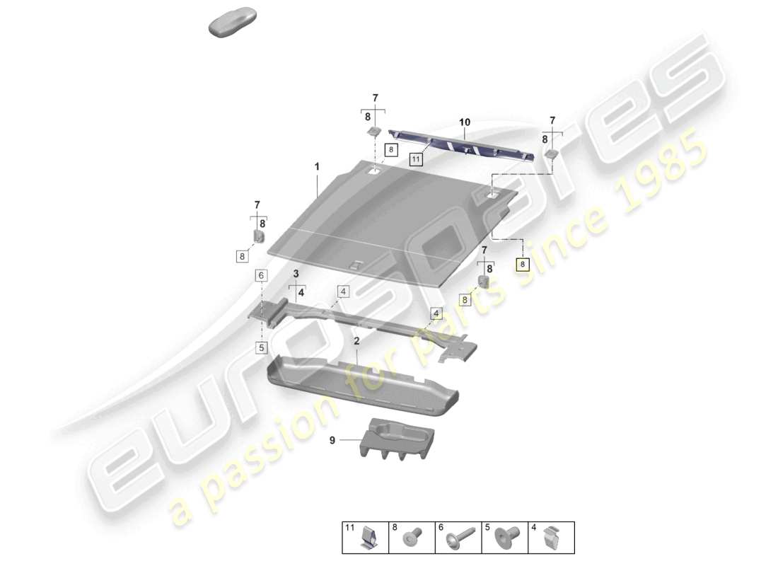 porsche 2021 (taycan 9j1-1) luggage compartment trim lower luggage compartment floor part diagram