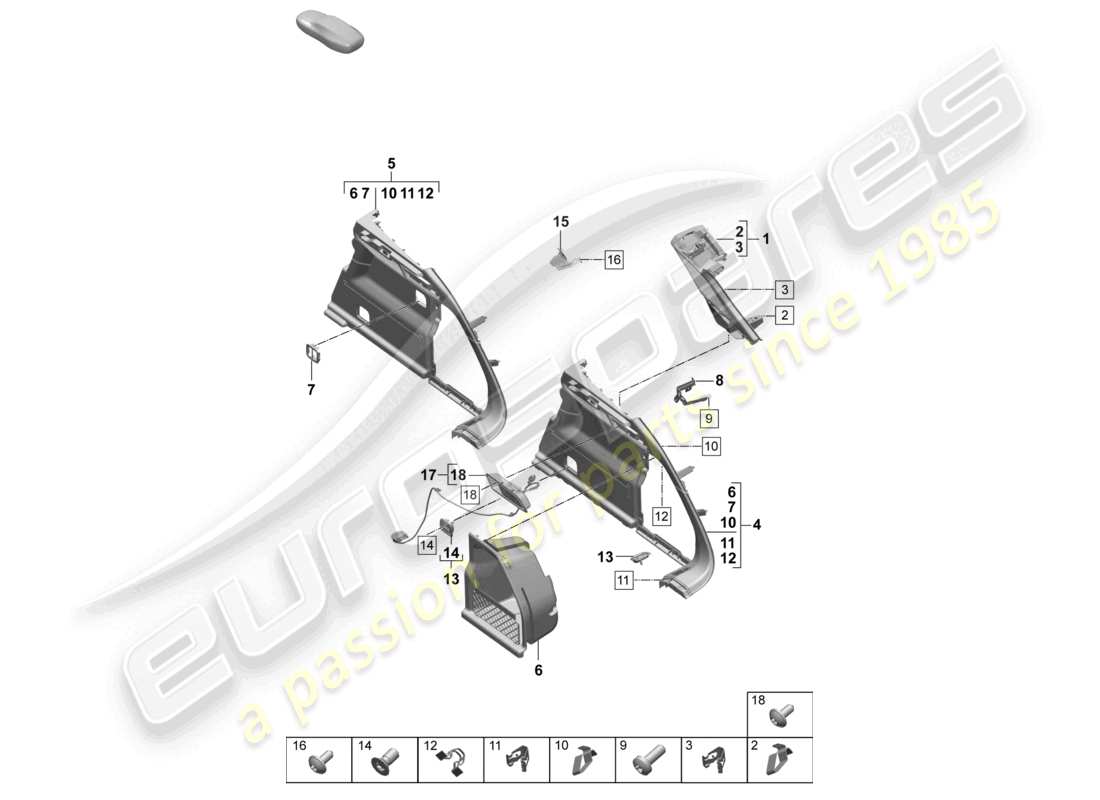 porsche 2026 (macan-e) trim side for luggage compartment right d-pillar part diagram