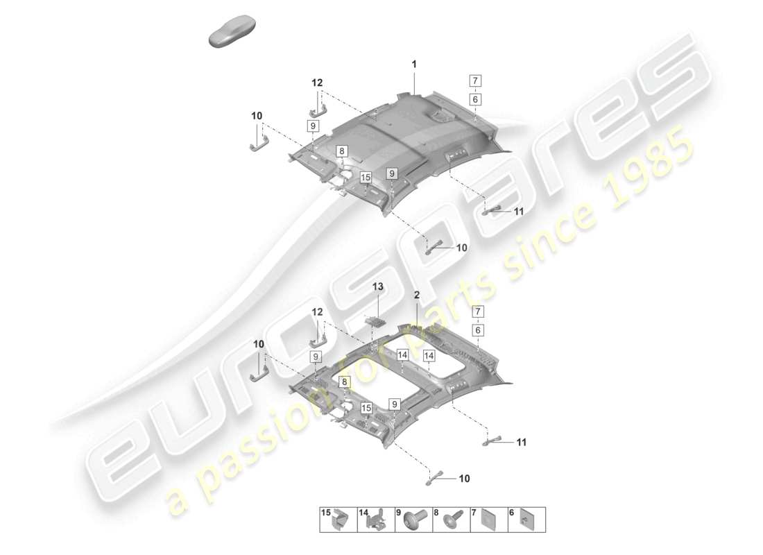porsche 2022 (panamera 971-2) roof trim part diagram