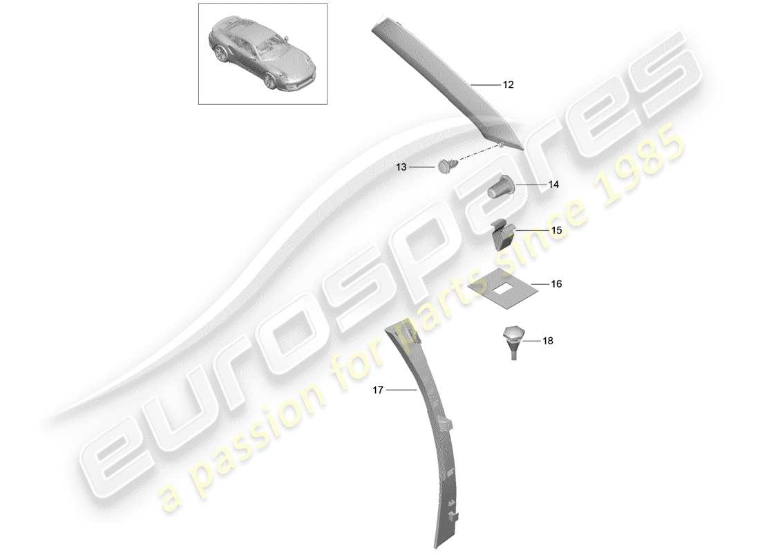porsche 2018 (991-2 turbo) a-pillar part diagram