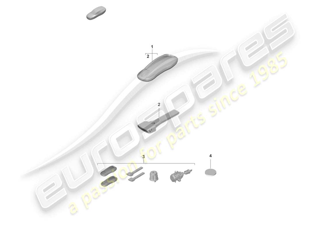 porsche 2023 (taycan 9j1-1) handheld transmitter emergency key with specific lock part diagram