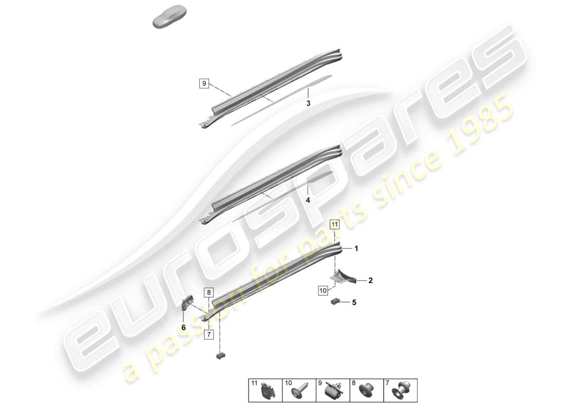 porsche 2026 (taycan 9j1-2) side member trim accessories part diagram