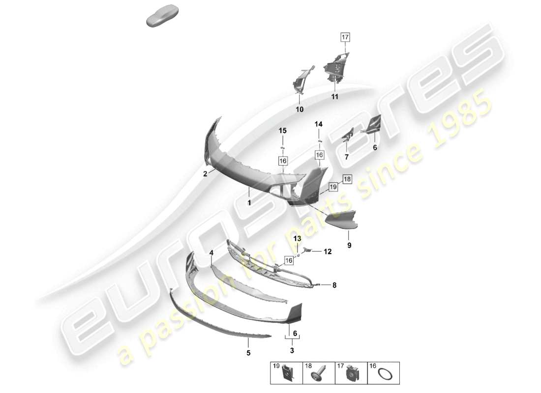 porsche 2026 (taycan 9j1-2) bumper front special model part diagram