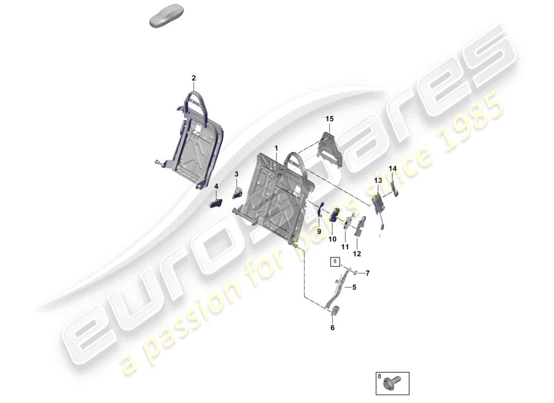 porsche 2025 (panamera 976) backrest frame standard seat part diagram
