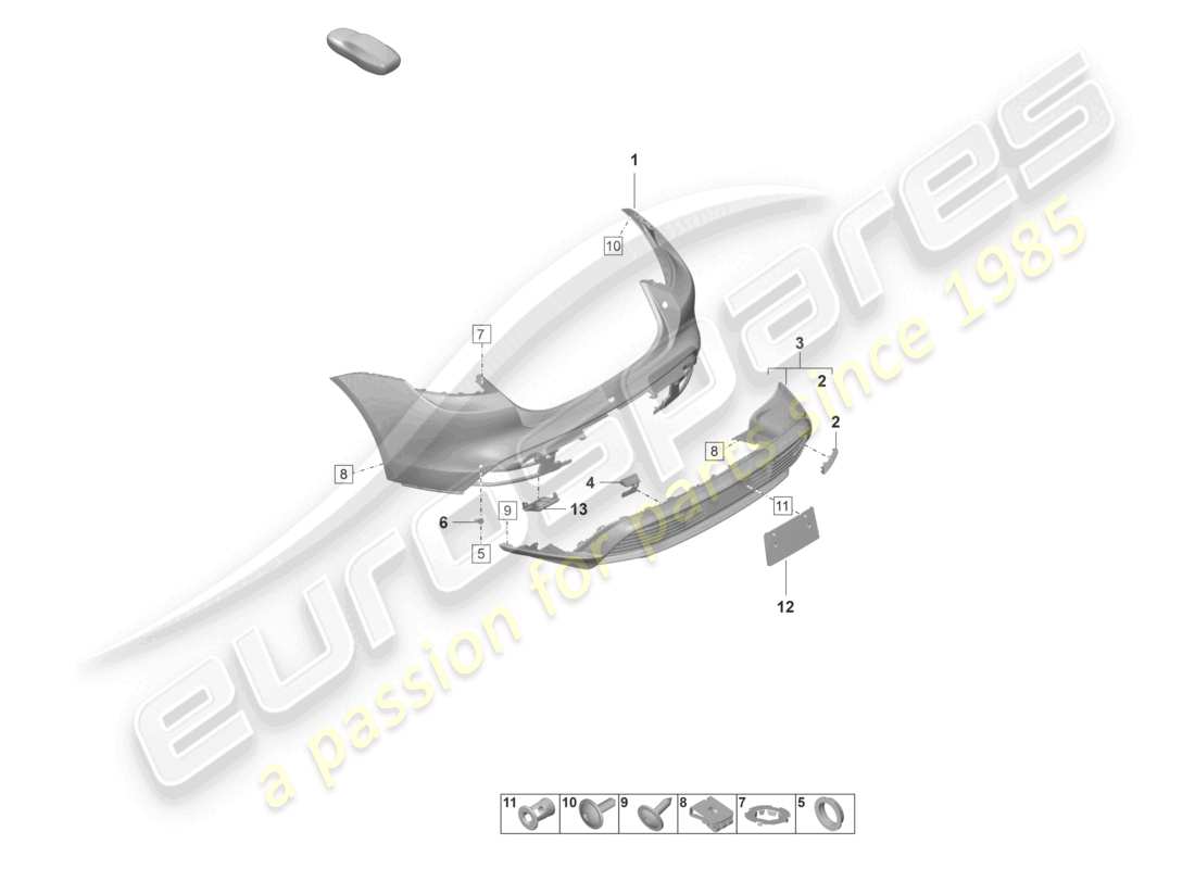 porsche 2022 (taycan 9j1-1) bumper rear for equipment variant: basic sport turismo st part diagram