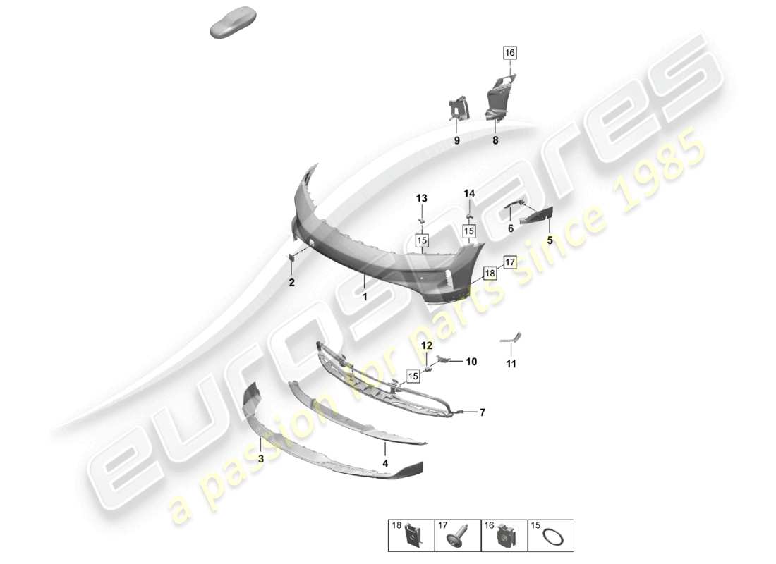 porsche 2026 (taycan 9j1-2) bumper front taycan cross turismo offroad design package part diagram