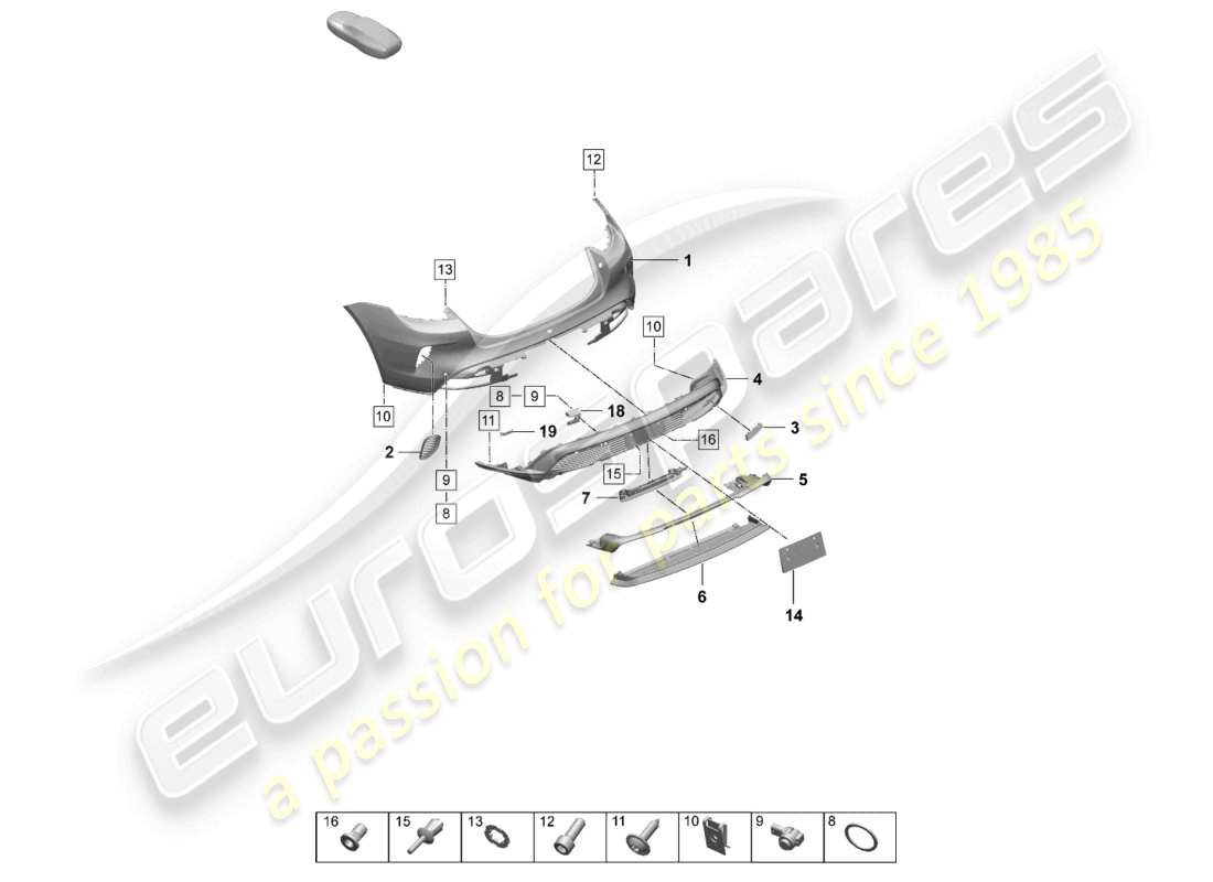 porsche 2026 (taycan 9j1-2) bumper rear turbo part diagram