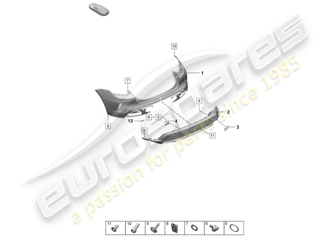 porsche 2026 (taycan 9j1-2) bumper rear for equipment variant: basic sport turismo st part diagram