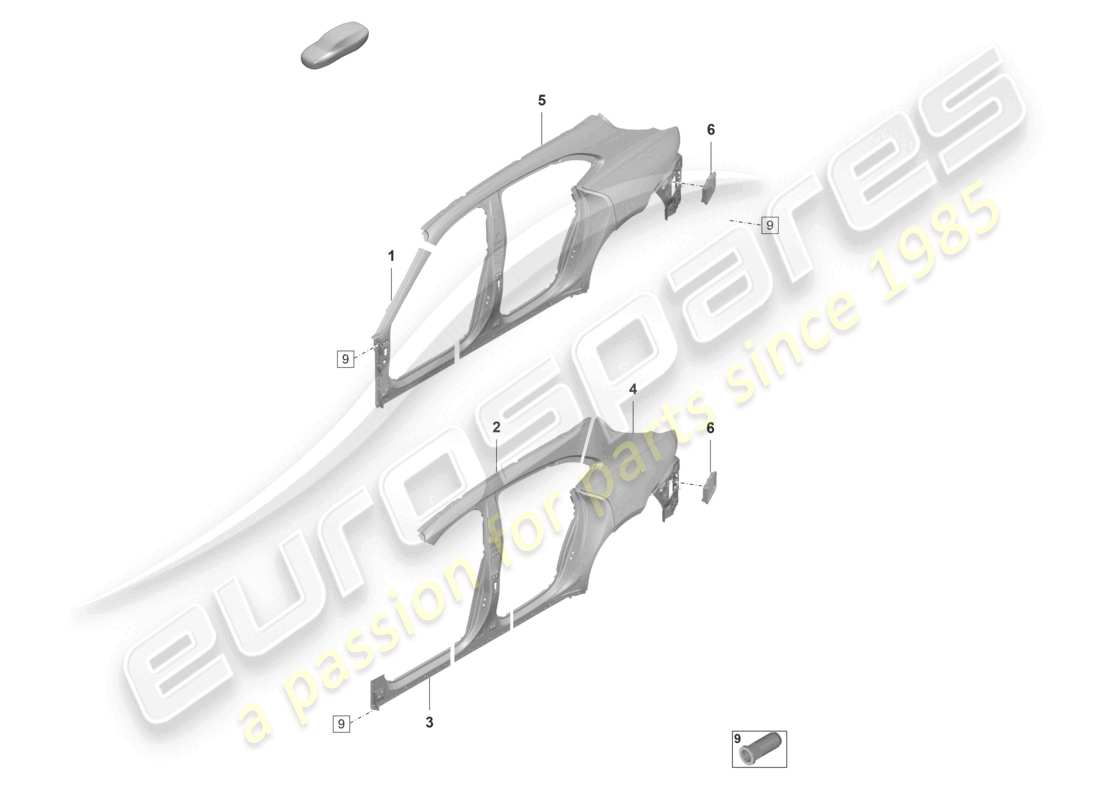 porsche 2021 (taycan 9j1-1) sectional part - side panel part diagram