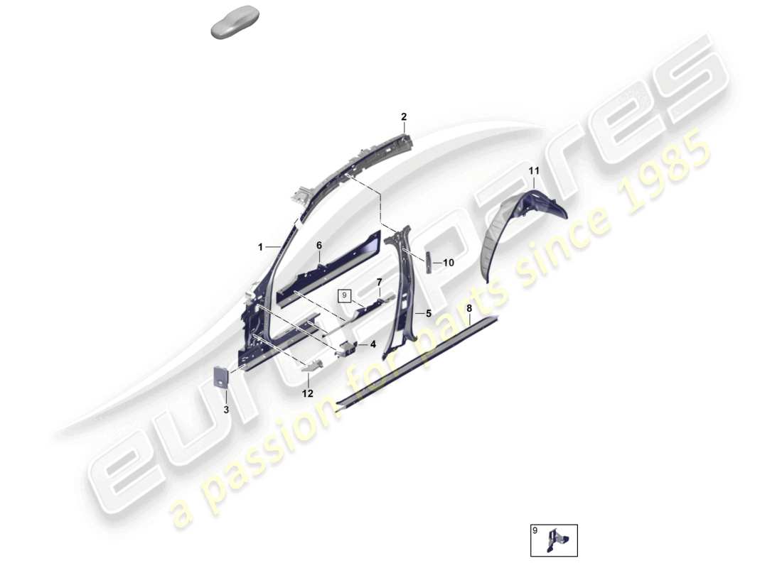 porsche 2025 (panamera 976) side part inner part diagram