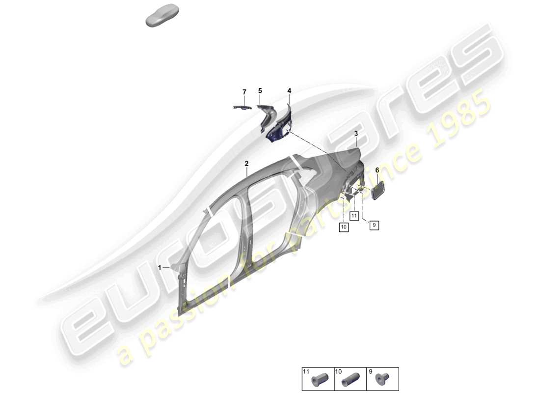 porsche 2025 (panamera 976) sectional part - side panel part diagram