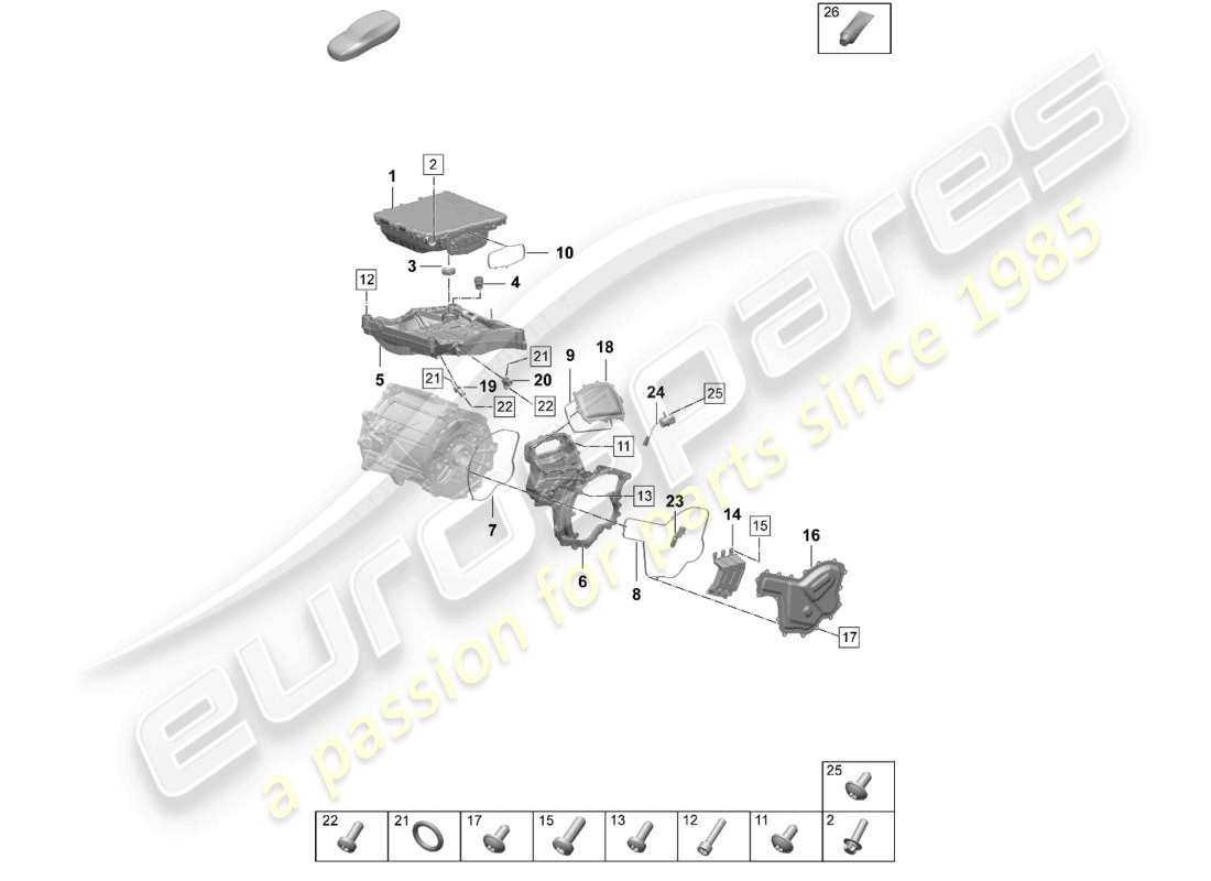 porsche 2026 (taycan 9j1-2) traction motor for elec. drive individual parts rear axle part diagram
