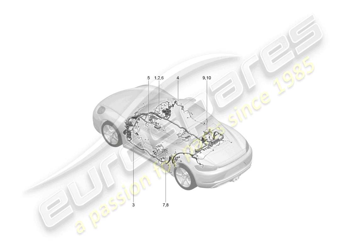 porsche 2023 (718 cayman) wiring looms airbag for vehicles with seat belts part diagram