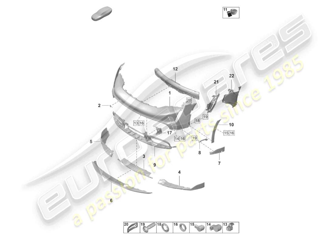 porsche 2023 (taycan 9j1-1) bumper front taycan cross turismo turbo s part diagram