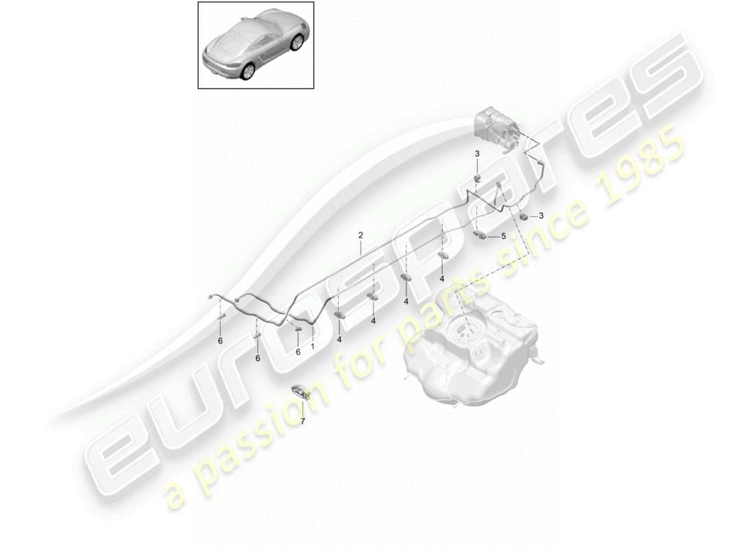 porsche 2023 (718 cayman) fuel line front fuel supply system part diagram