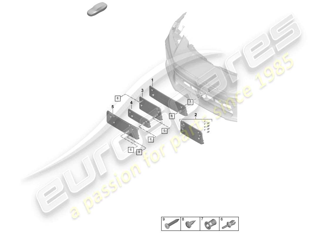porsche 2025 (panamera 976) licence plate holder part diagram
