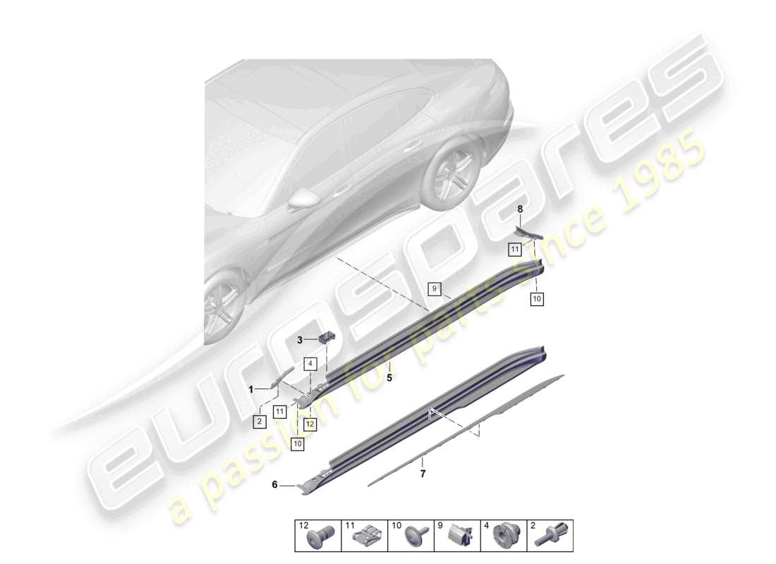 porsche 2025 (panamera 976) side member trim part diagram
