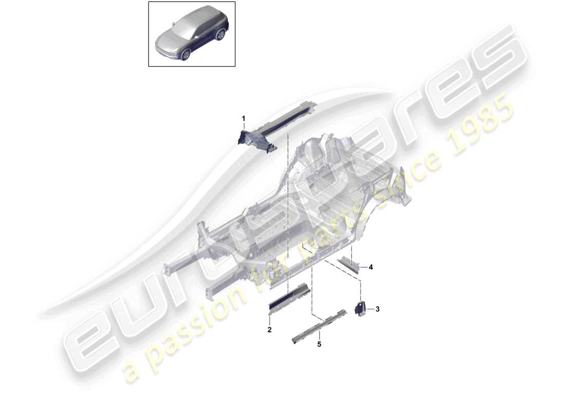 porsche 2024 (cayenne e3 9ya/9yb) frame side member parts diagram