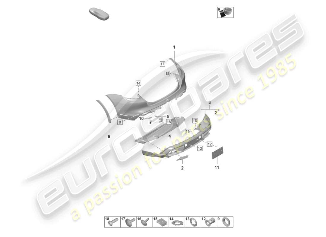 porsche 2021 (taycan 9j1-1) bumper rear cross turismo taycan turbo part diagram
