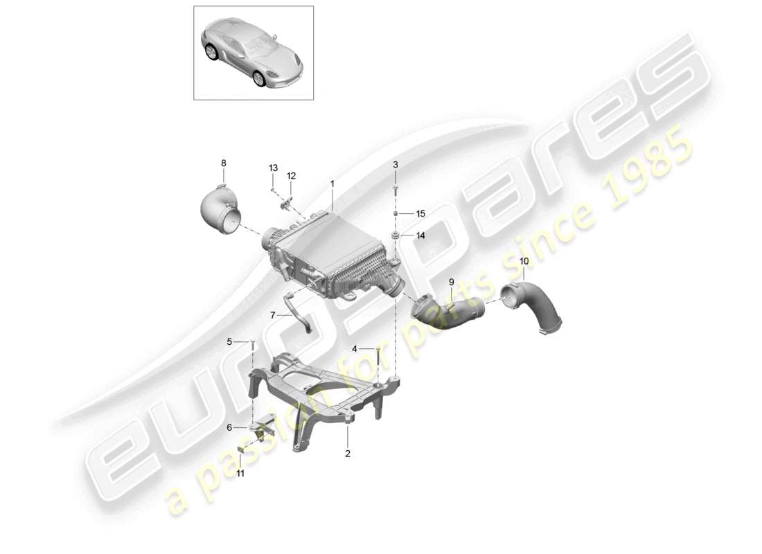 porsche 2022 (718 cayman) charge air cooler part diagram