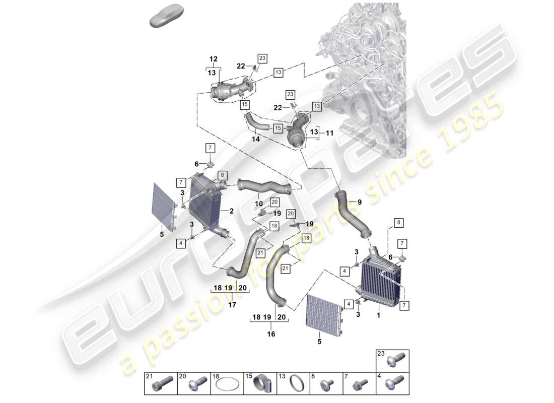 porsche 2025 (panamera 976) charge air cooler pressure pipe part diagram