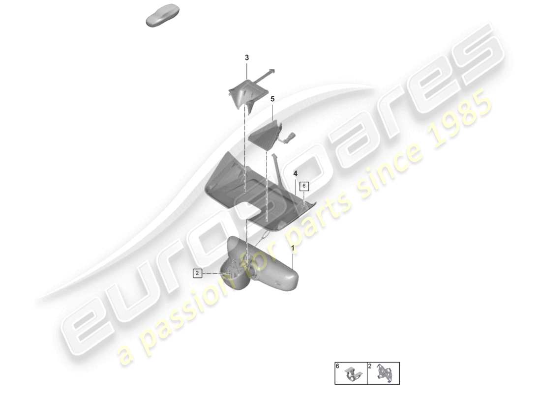 porsche 2022 (992-1 turbo / s) interior mirror cover part diagram