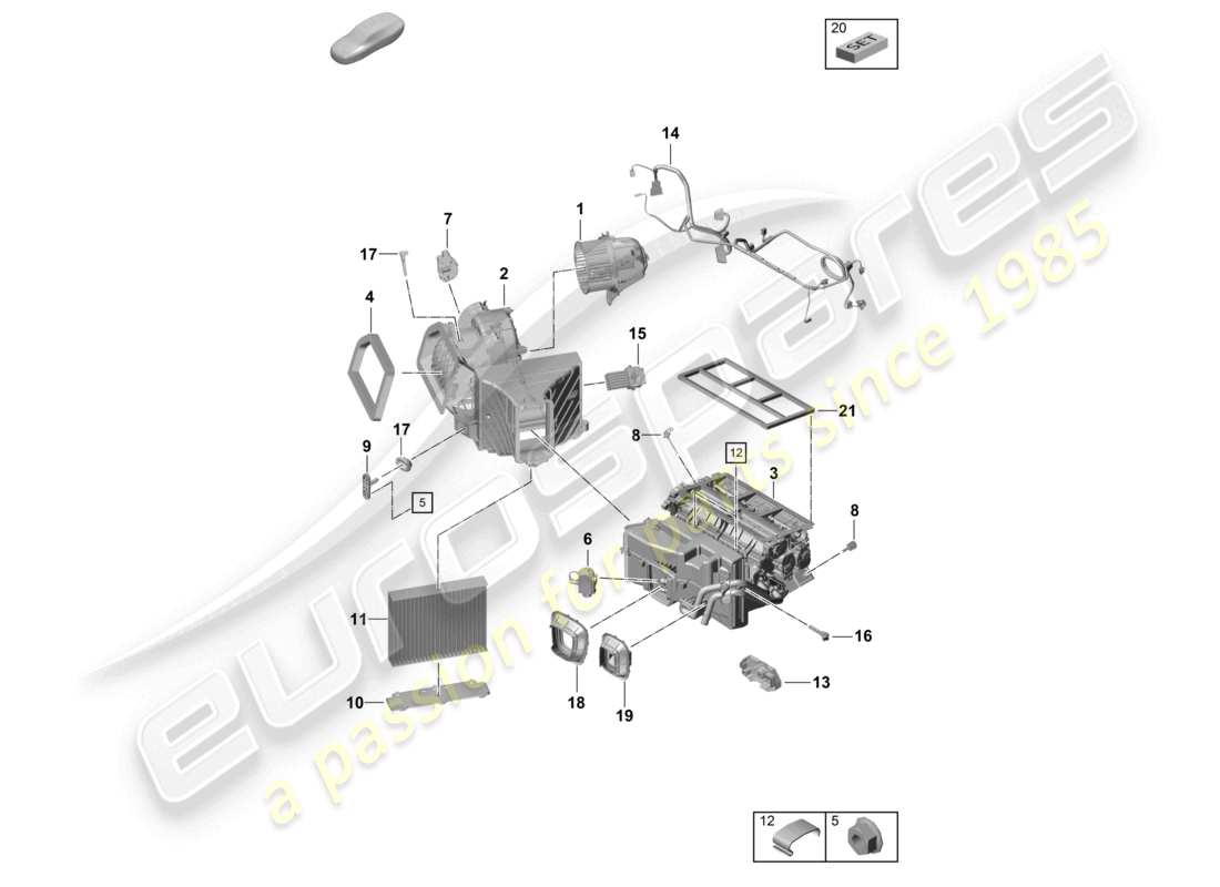 porsche 2023 (718 cayman gt4) air con. service device and individual parts part diagram