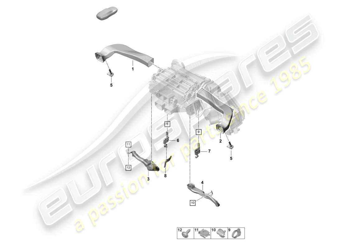 porsche 2023 (panamera 971-2) air guide air conditioning dashboard part diagram