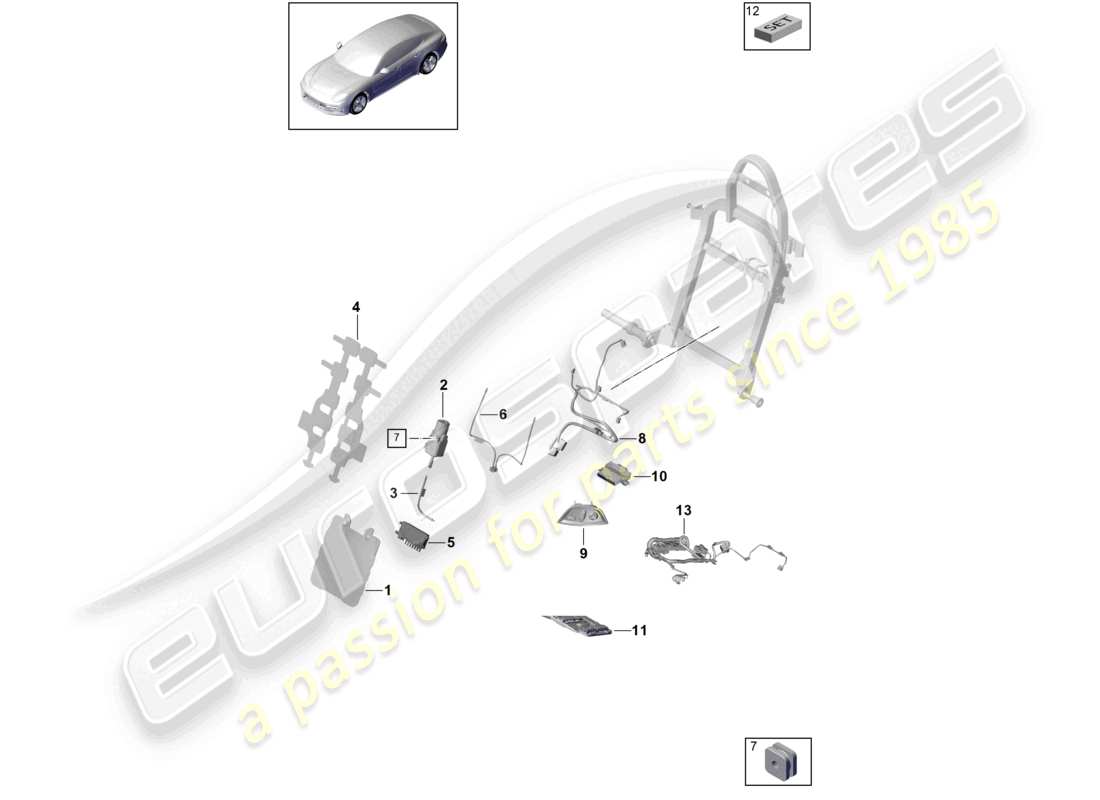porsche 2021 (panamera 971-1) lumbar massage mat wire set part diagram