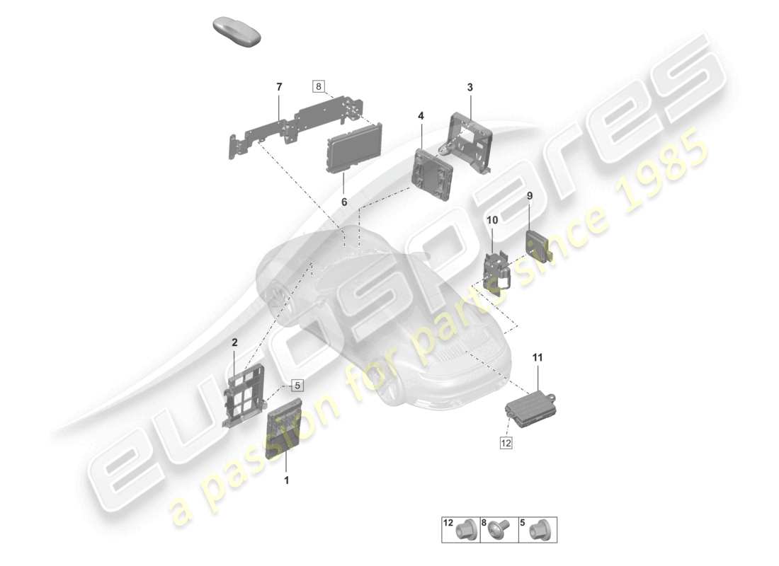 porsche 2024 (992-1) control units control unit (bcm) for conv. system & ob power supply control unit for driver assist systems part diagram