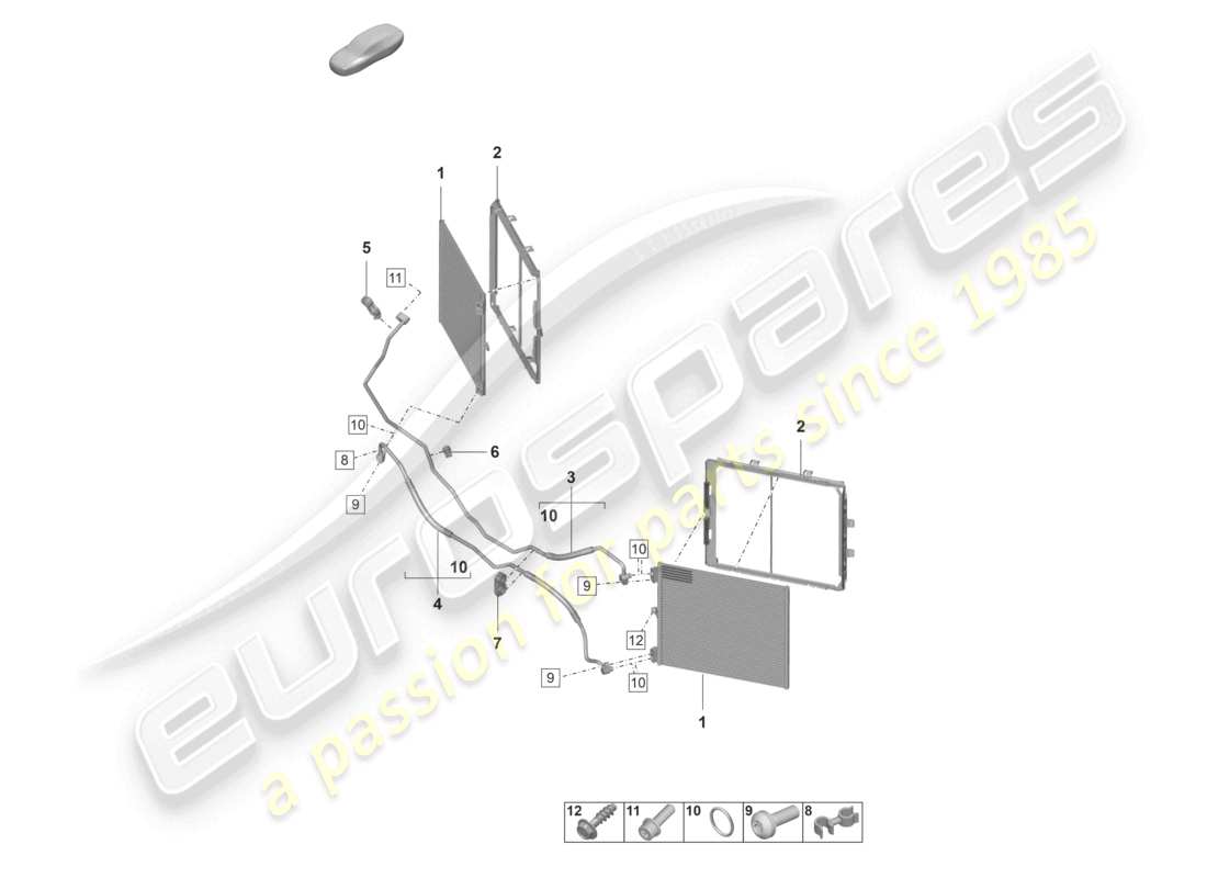 porsche 2022 (992-1 gt3/rs/st) air conditioning front refrigerant line part diagram