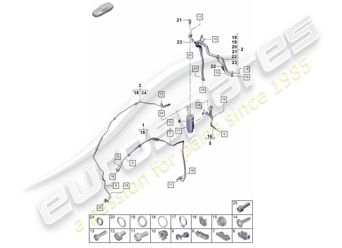 porsche 2024 (992-2 turbo / s) air conditioning rhd refrigerant line (expansion valve >drier) part diagram