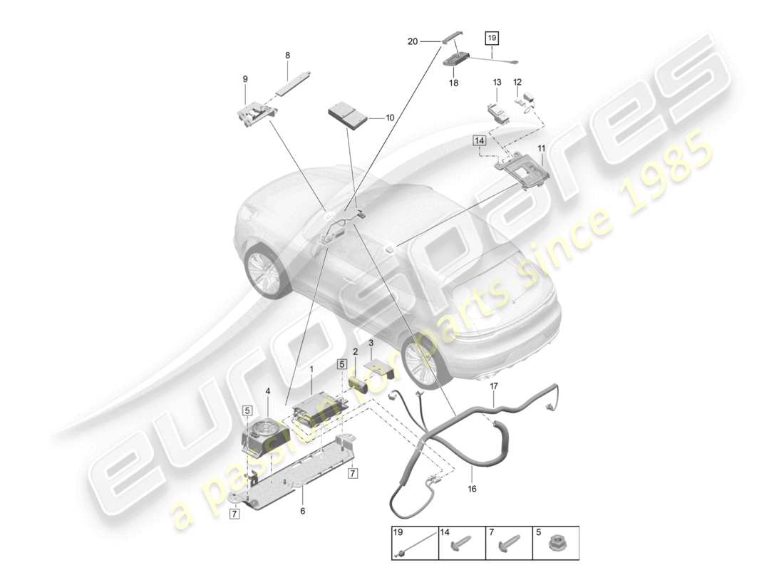 porsche 2023 (macan) for models with telephone and emergency call part diagram