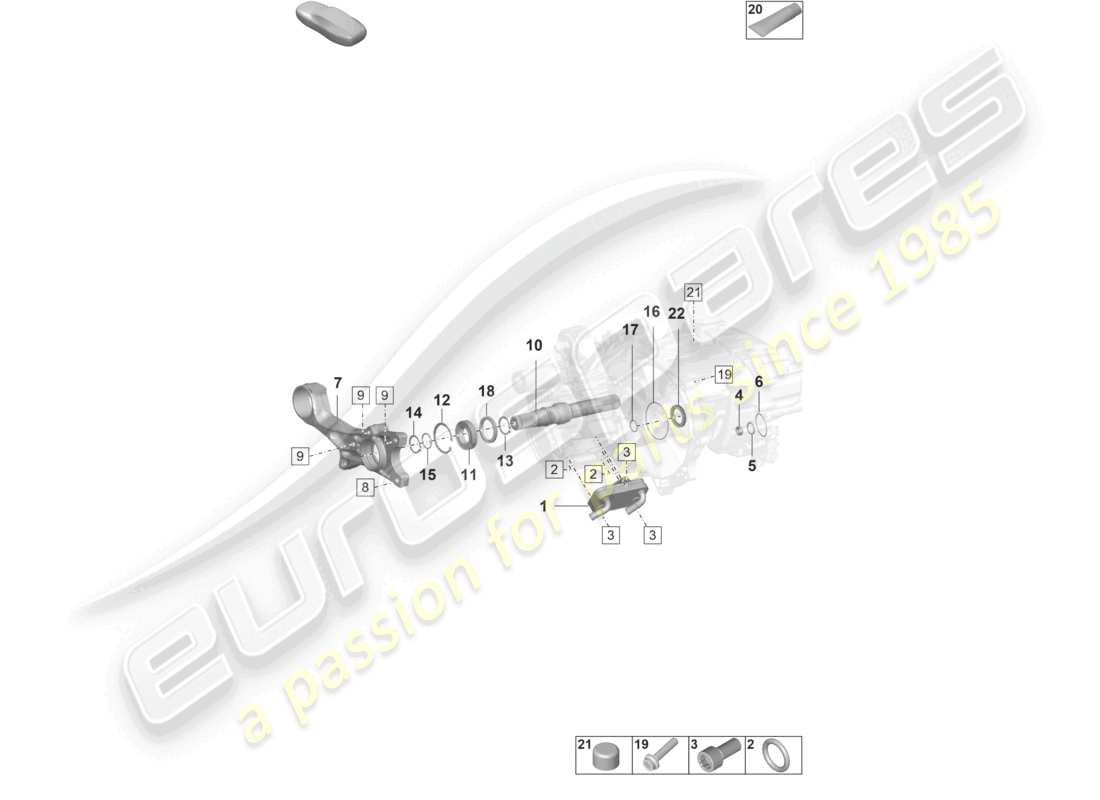 porsche 2020 (taycan 9j1-1) rear axle differential individual parts part diagram