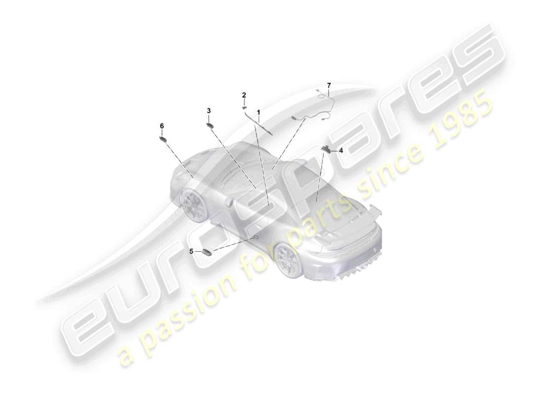 porsche 2026 (992-2 gt3) interior light door warning light footwell light part diagram