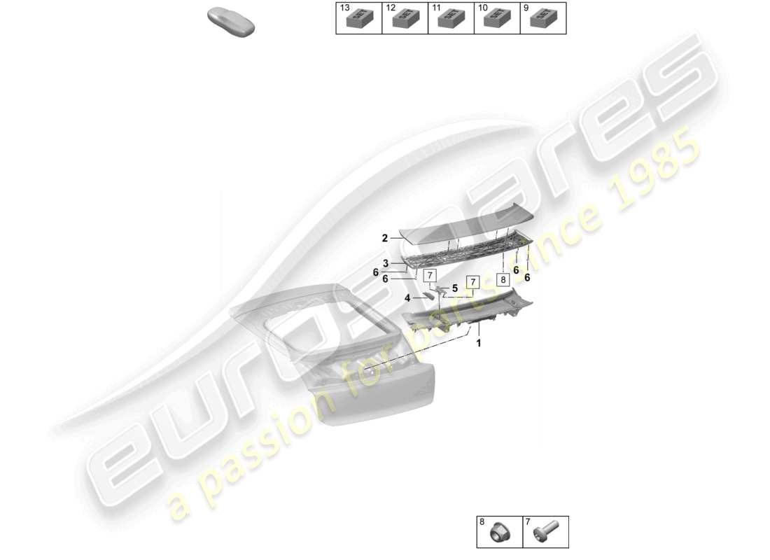 porsche 2025 (macan-e) rear spoiler rear parts diagram