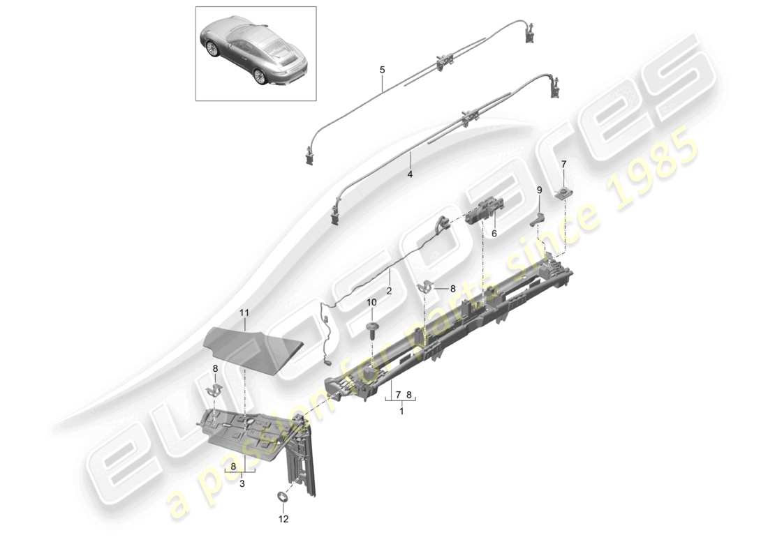 porsche 2024 (992-1) flap side actuator part diagram