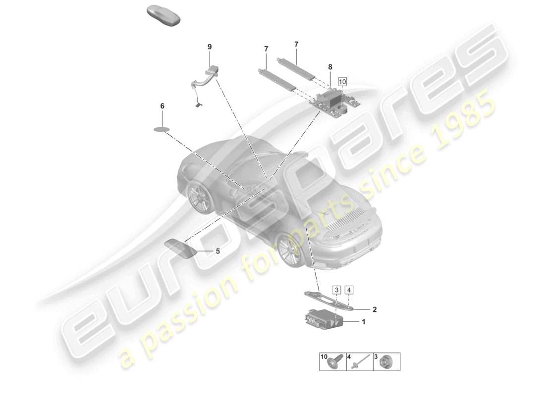 porsche 2022 (992-1 turbo / s) individual parts vts vehicle tracking driver card part diagram
