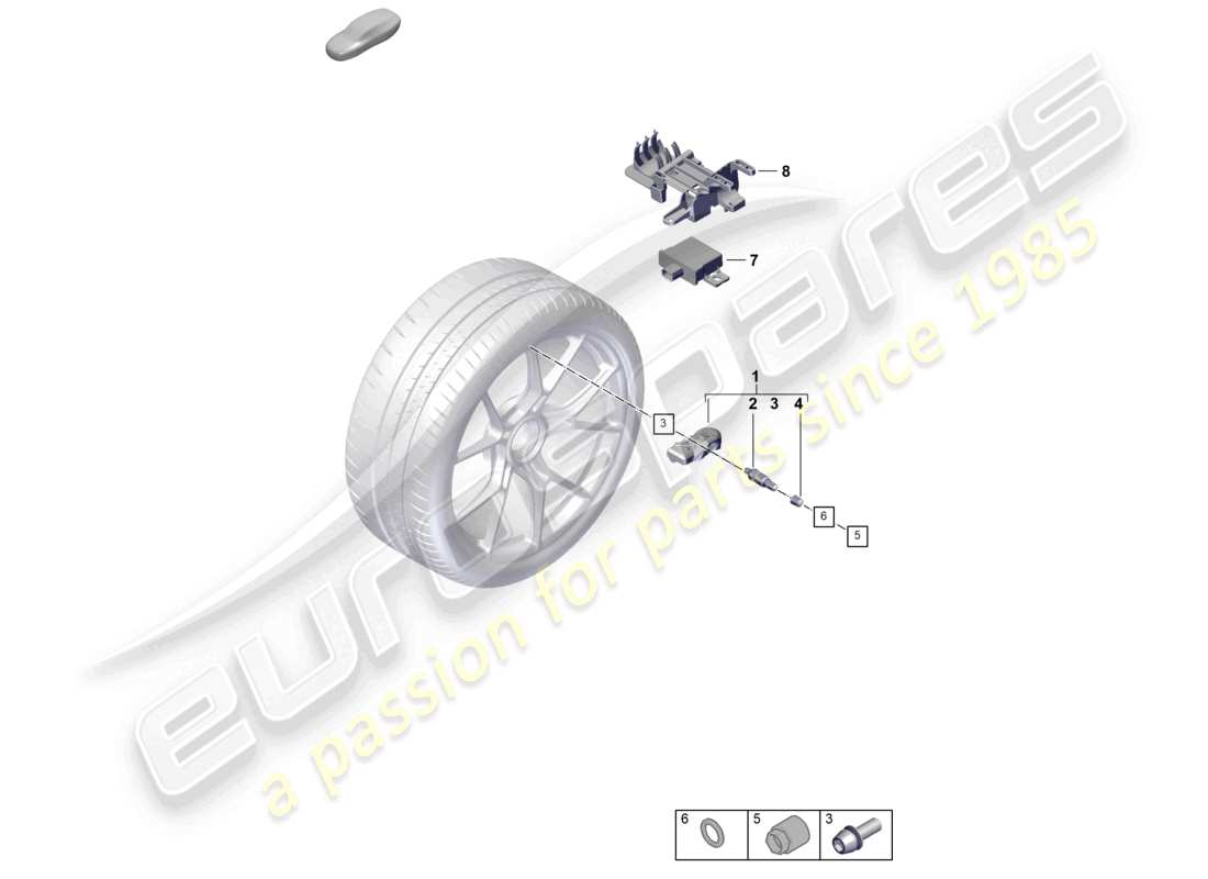 porsche 2026 (992-2 gt3) tyre pressure control system part diagram