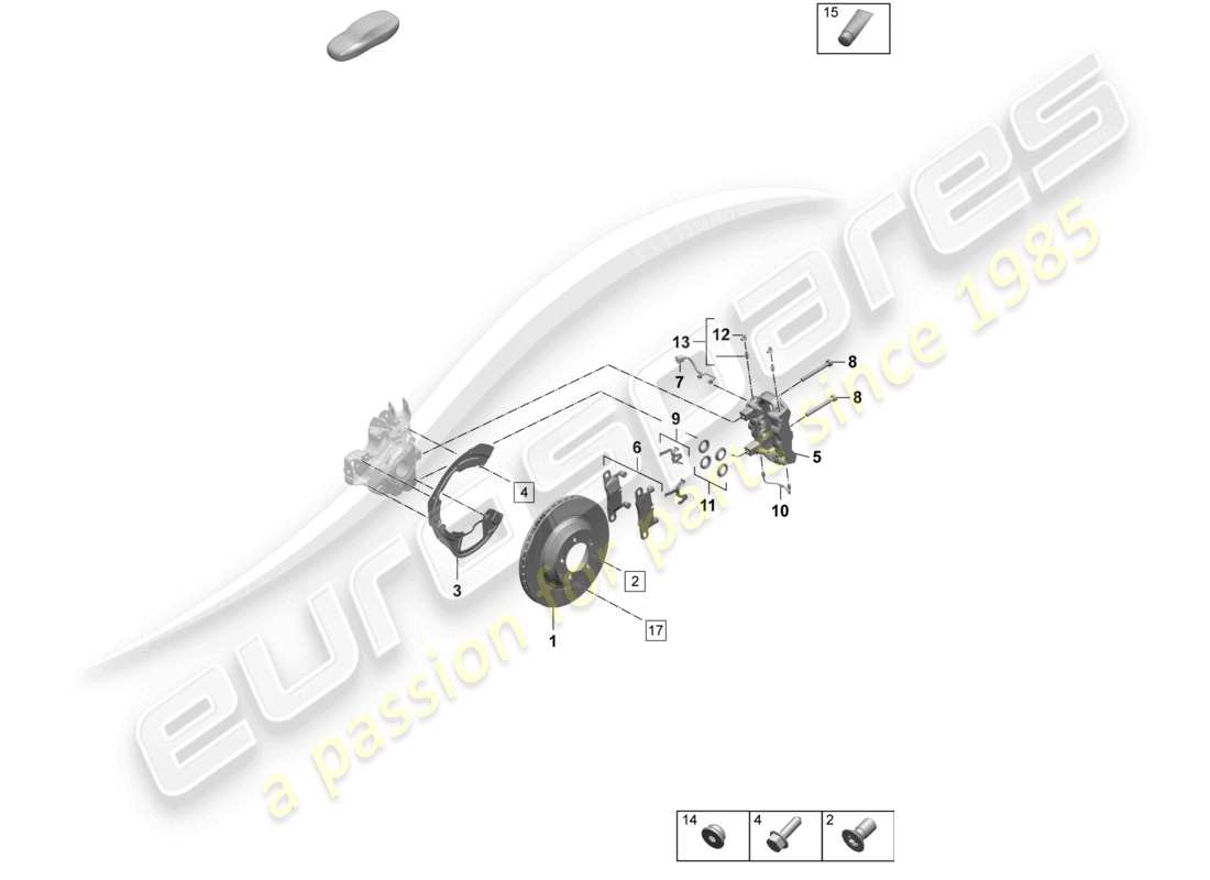 porsche 2026 (taycan 9j1-2) disc brake 18 rear axle red part diagram