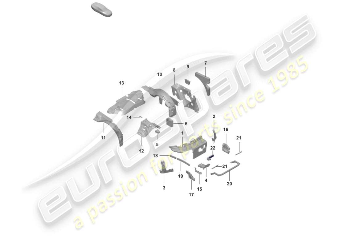 porsche 2023 (992-1 gt3/rs/st) sound absorber damping body part diagram